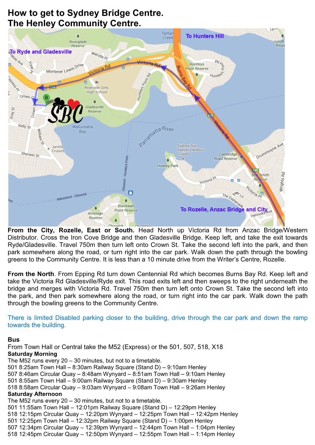 How to Get to Sydney Bridge Centre. the Henley Community Centre