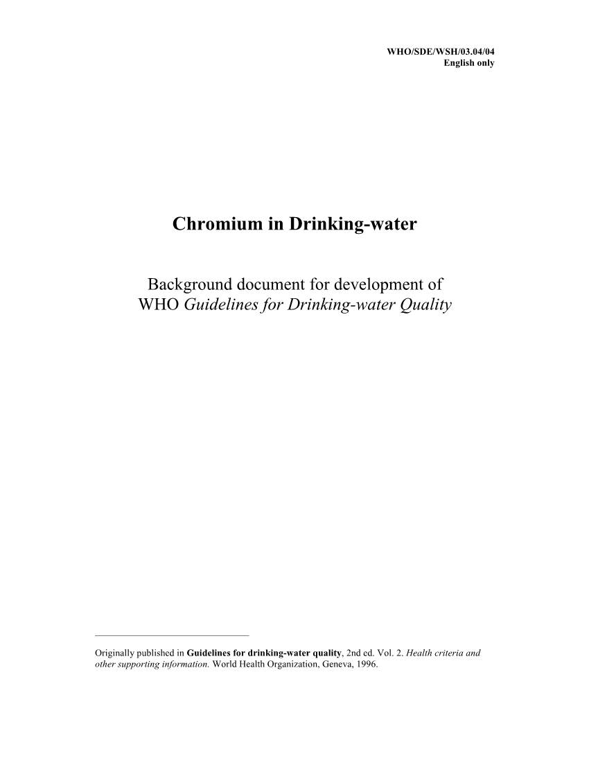 Chromium in Drinking-Water
