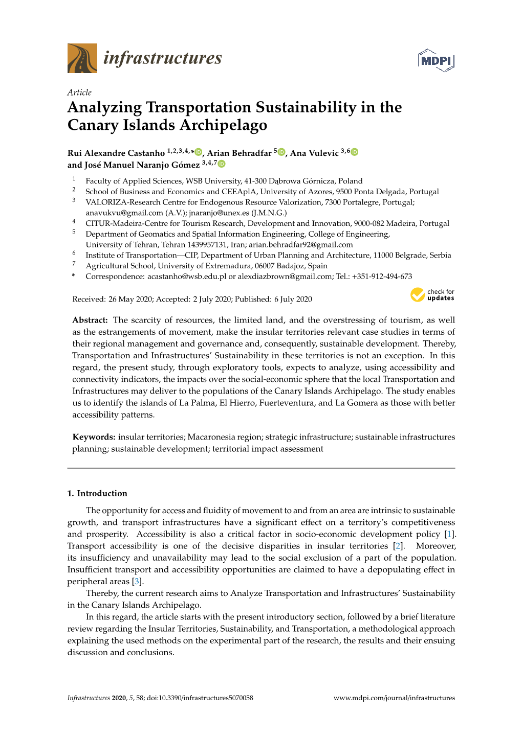 Analyzing Transportation Sustainability in the Canary Islands Archipelago