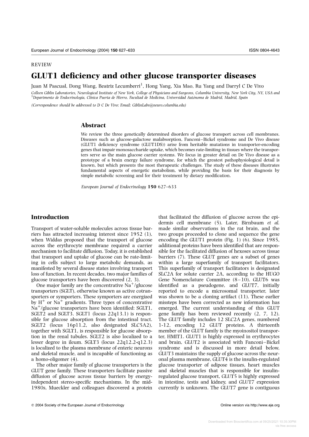 GLUT1 Deficiency and Other Glucose Transporter Diseases
