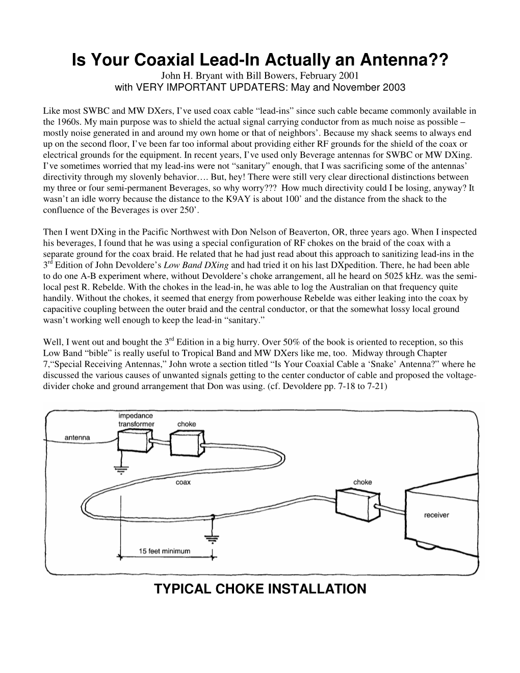 Is Your Coaxial Lead-In Actually an Antenna?? John H