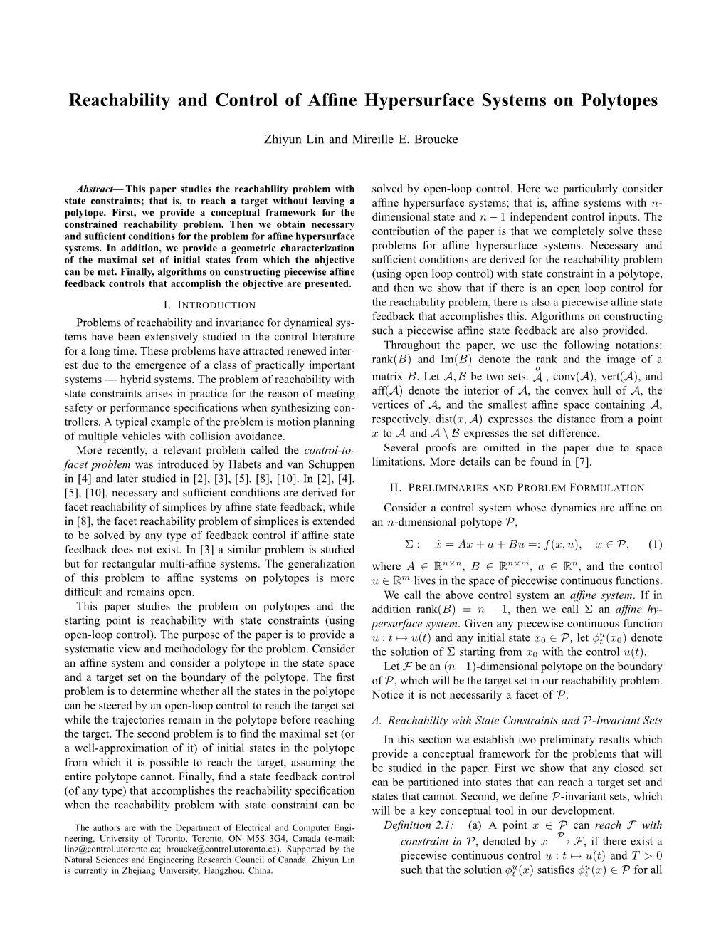 Reachability and Control of Affine Hypersurface Systems on Polytopes