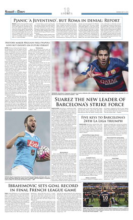 Suarez the New Leader of Barcelona's Strike Force