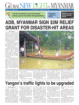 ADB, Myanmar Sign $3M Relief Grant for Disaster-Hit Areas