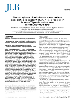 Methamphetamine Induces Trace Amine‐Associated Receptor 1 (TAAR1) Expression in Human T Lymphocytes: Role in Immunomodulation
