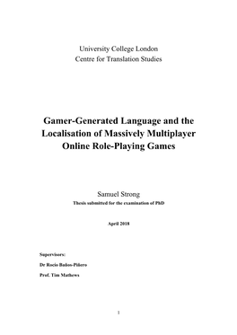 Gamer-Generated Language and the Localisation of Massively Multiplayer Online Role-Playing Games