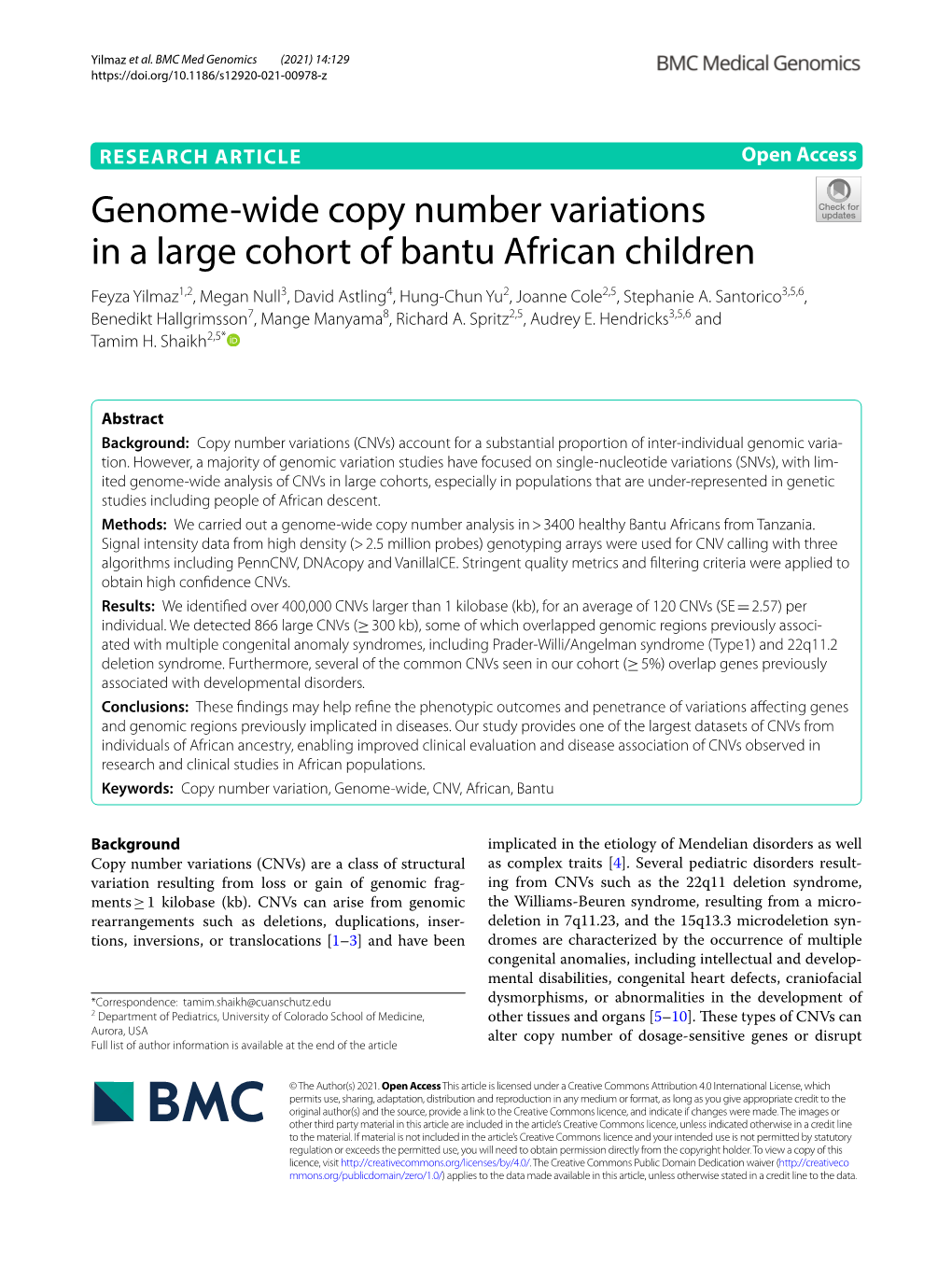Genome-Wide Copy Number Variations in a Large Cohort of Bantu African