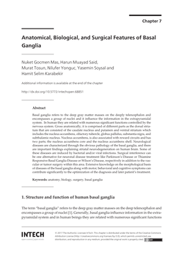 Anatomical, Biological, and Surgical Features of Basal Gangliaanatomical, Biological, and Surgical Features of Basal Ganglia