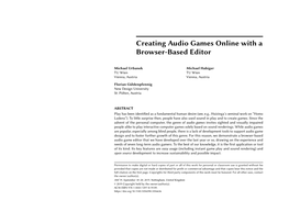 Creating Audio Games Online with a Browser-Based Editor