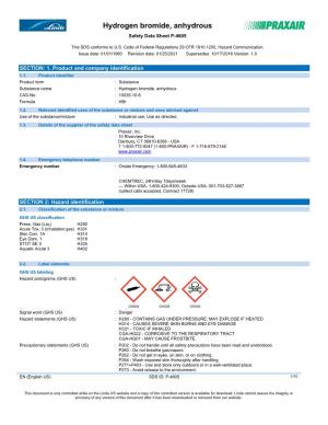 Hydrogen Bromide (Anhydrous) Safety Data Sheet