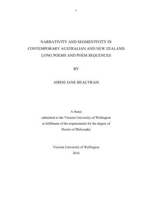 Narrativity and Segmentivity in Contemporary Australian and New Zealand Long Poems and Poem Sequences