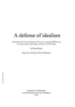 A Defense of Idealism
