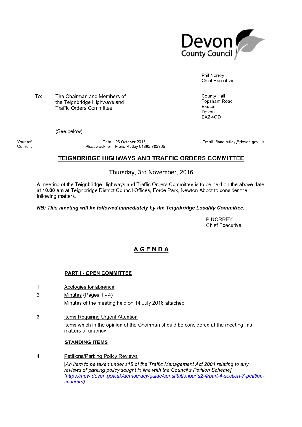 (Public Pack)Agenda Document for Teignbridge Highways and Traffic