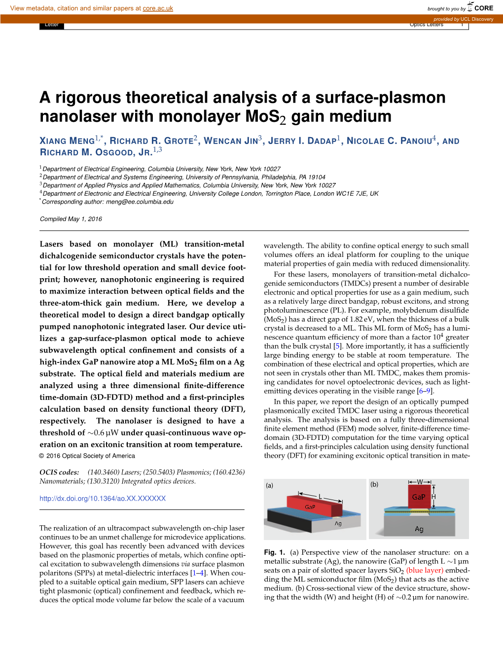 A Rigorous Theoretical Analysis of a Surface-Plasmon Nanolaser with Monolayer Mos2 Gain Medium