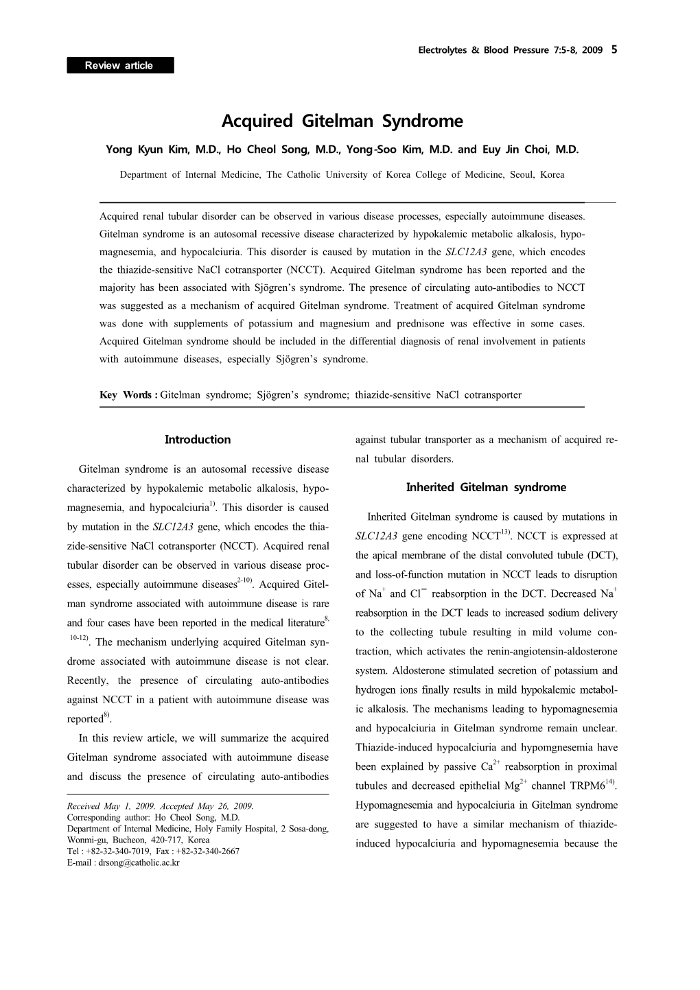 Acquired Gitelman Syndrome