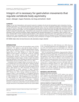 Integrin V Is Necessary for Gastrulation Movements That Regulate Vertebrate