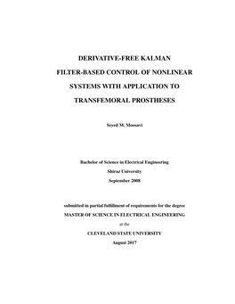 Derivative-Free Kalman Filter-Based Control of Nonlinear