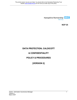 Data Protection, Caldicott