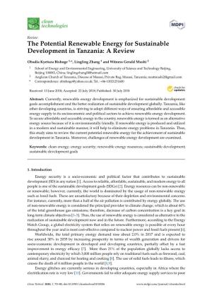 The Potential Renewable Energy for Sustainable Development in Tanzania: a Review