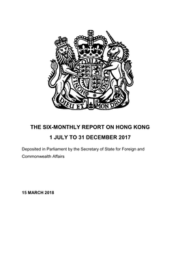 The Six-Monthly Report on Hong Kong 1 July to 31