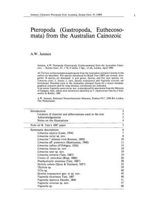 Pteropoda (Gastropoda, Euthecoso- Mata) from the Australian Cainozoic