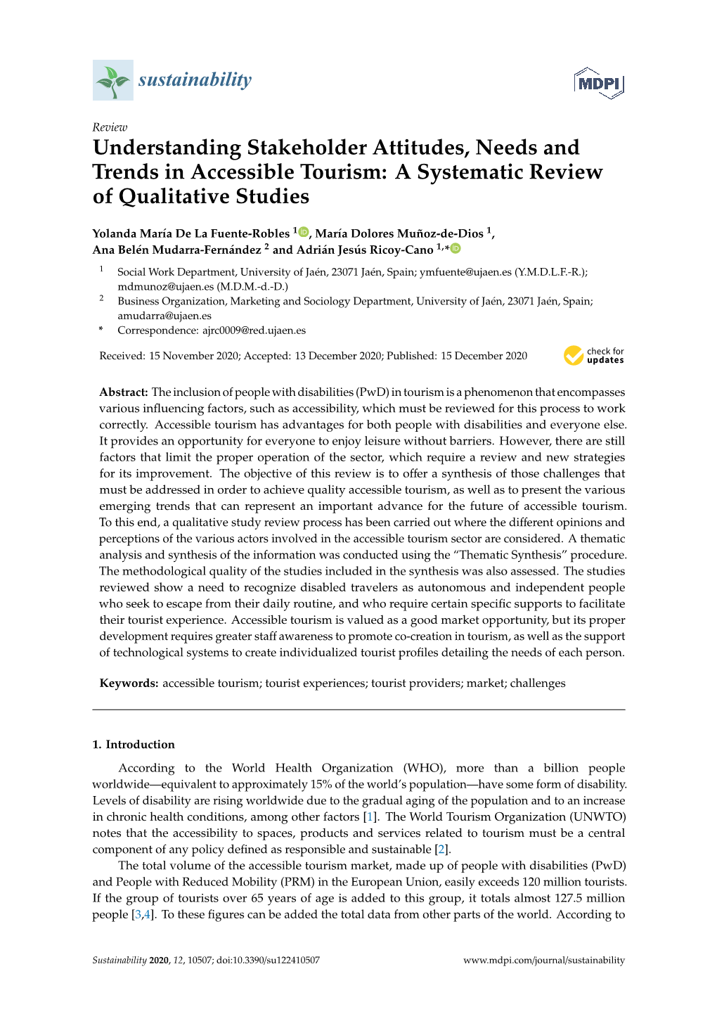 Understanding Stakeholder Attitudes, Needs and Trends in Accessible Tourism: a Systematic Review of Qualitative Studies