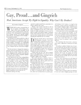 Gay, Proud ...And Gingrich Most Americans Accept My Right to Equality