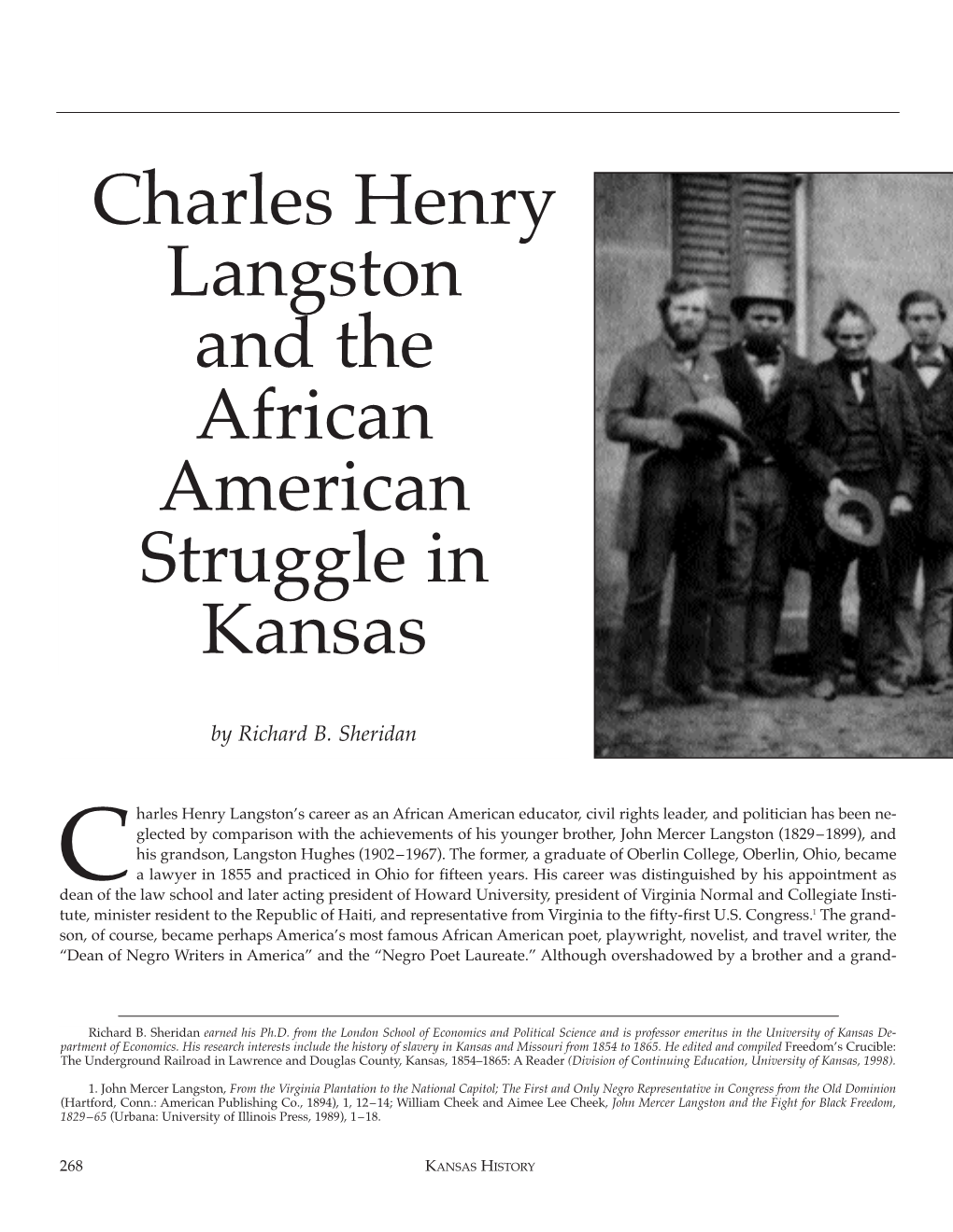 Charles Henry Langston and the African American Struggle in Kansas by Richard B