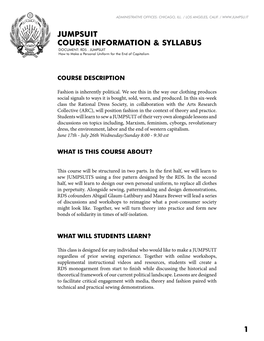 J Jumpsuit Course Information & Syllabus 1