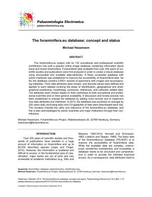 The Foraminifera.Eu Database: Concept and Status