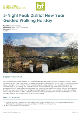 5-Night Peak District New Year Guided Walking Holiday