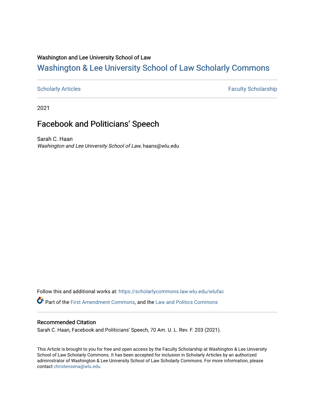 Facebook and Politicians' Speech