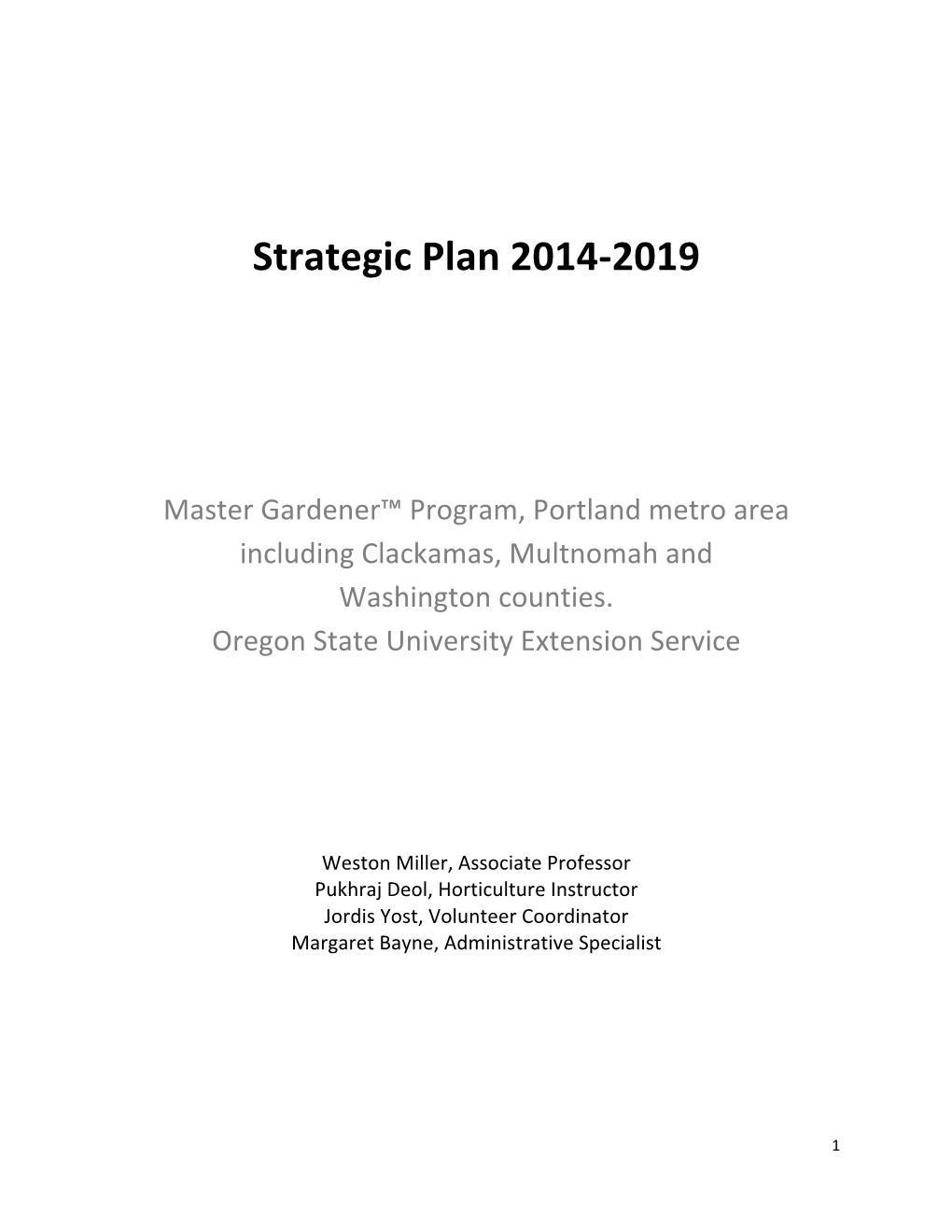 Strategic Plan 2014-‐2019