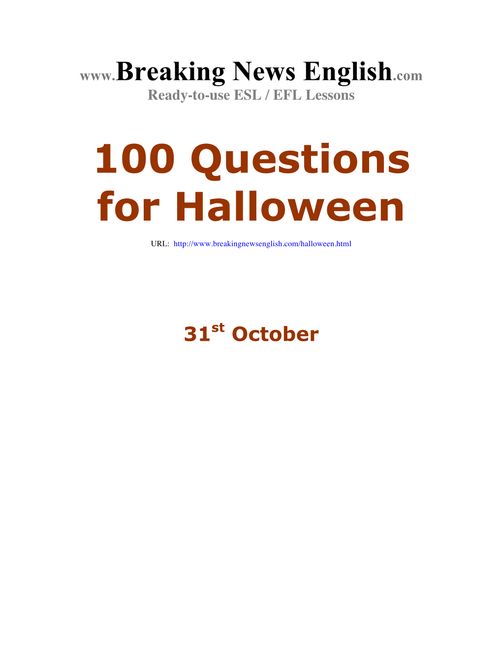 100 Questions for Halloween