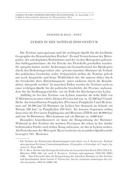 Lykien in Den Notitiae Episcopatuum