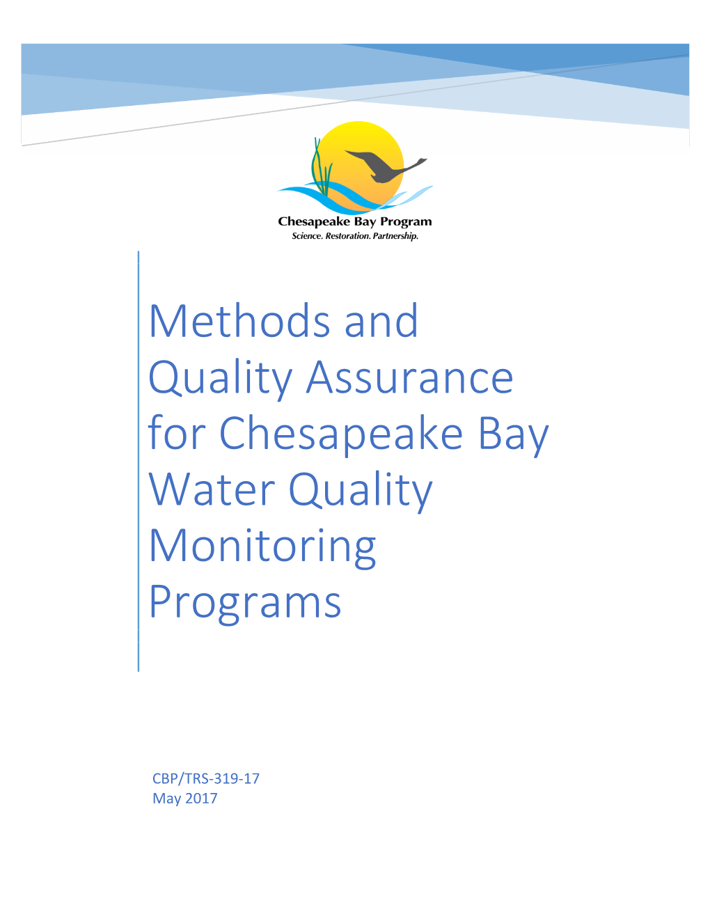 Methods and Quality Assurance for Chesapeake Bay Water Quality Monitoring Programs