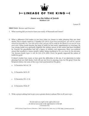 Lineage of the King Lesson 15-1