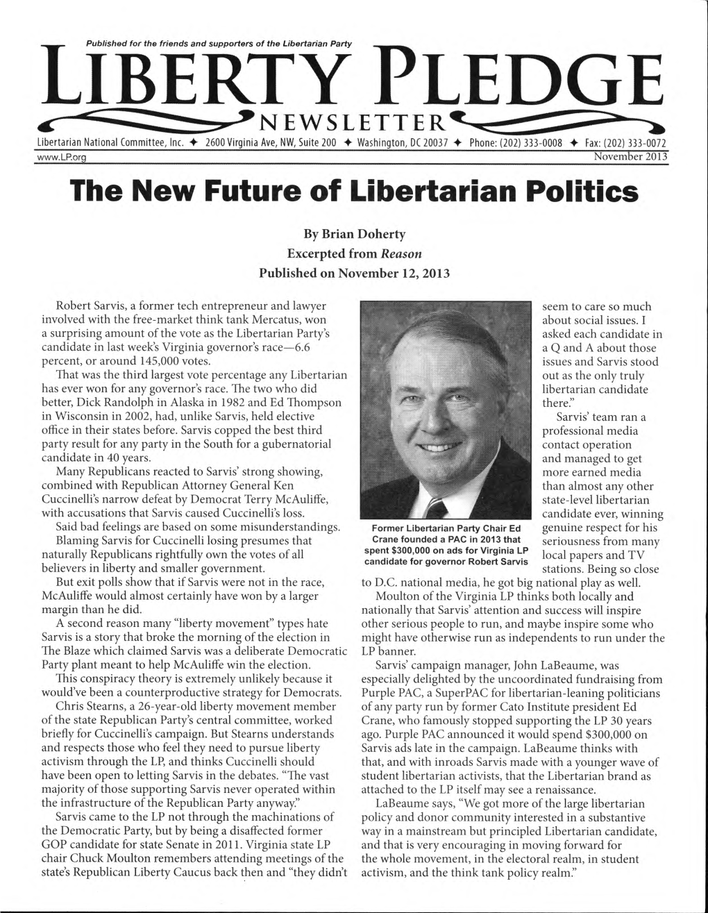 LIBERTY PLEDGE NEWSLETTER Libertarian National Committee, Inc
