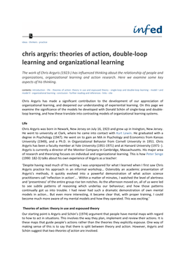 Chris Argyris: Theories of Action, Double‐Loop Learning and Organizational Learning