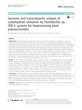 Genomic and Transcriptomic Analysis of Carbohydrate Utilization by Paenibacillus Sp