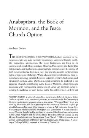 Anabaptism, the Book of Mormon, and the Peace Church Option