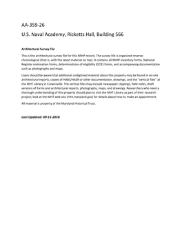 AA-359-26 U.S. Naval Academy, Ricketts Hall, Building 566
