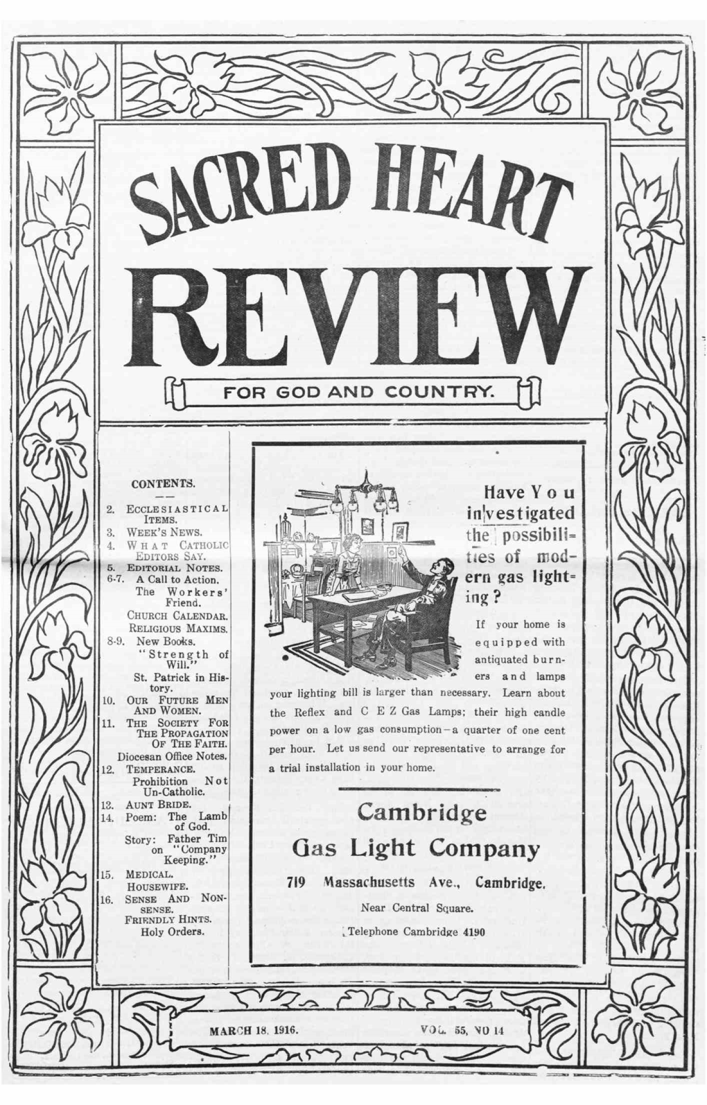 Boston Sacred Heart Review 18 March 1916