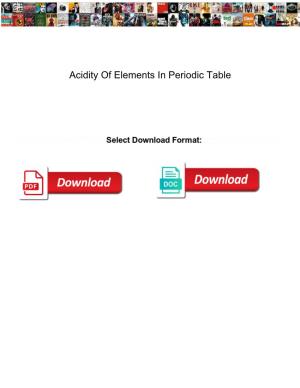 Acidity of Elements in Periodic Table