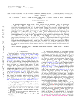 Arxiv:1607.03487V1 [Astro-Ph.GA] 12 Jul 2016 Group (LG) Seem to Quench the Dwarfs (E.G., Einasto Available from HST Allows Resolving Their Stellar Popu- Et Al