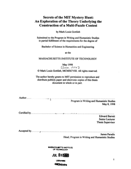 Secrets of the MIT Mystery Hunt: an Exploration of the Theory Underlying the Construction of a Multi-Puzzle Contest