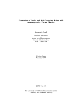 Economies of Scale and Self-Financing Rules with Noncompetetive Factor Markets