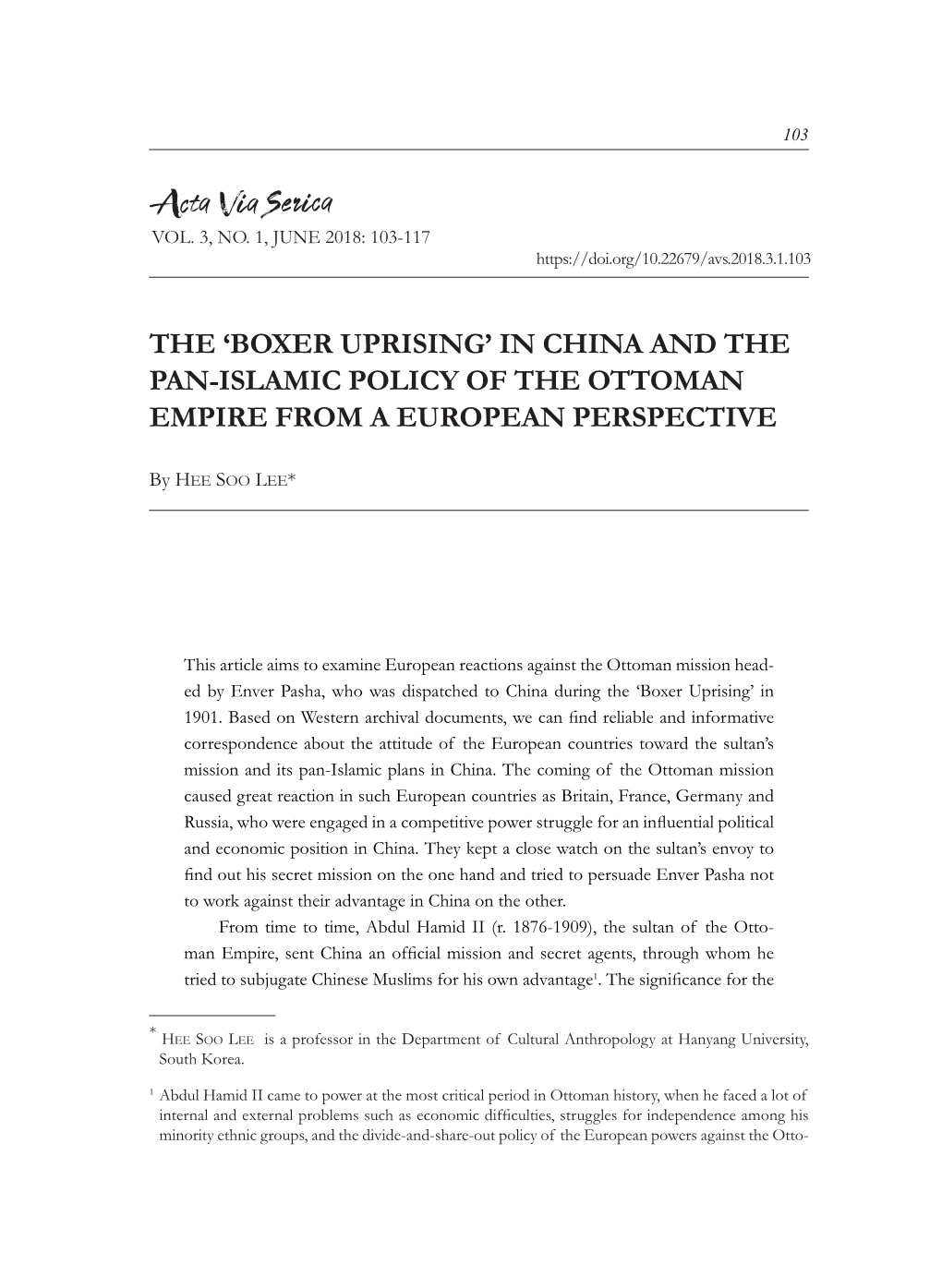 'Boxer Uprising' in China and the Pan-Islamic Policy Of