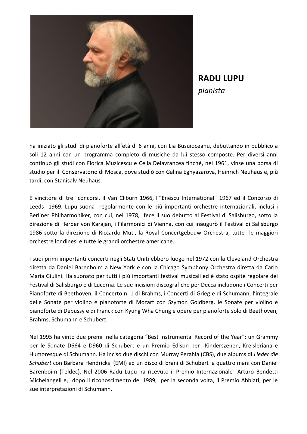 RADU LUPU Pianista