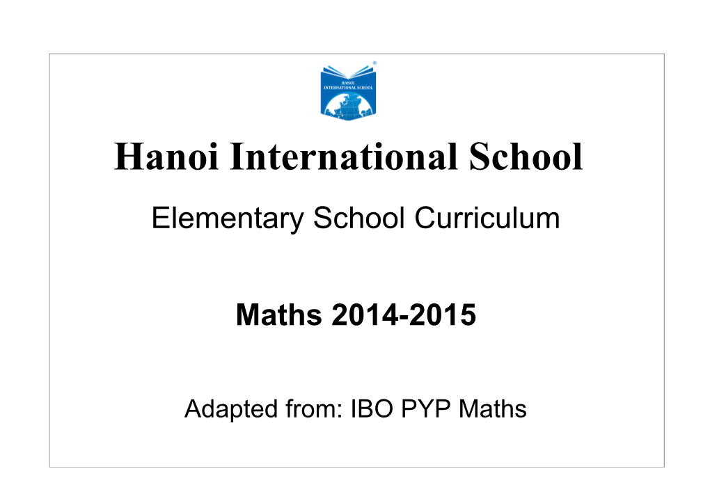 Maths Outcomes Grade 1 (6 - 7 Years)